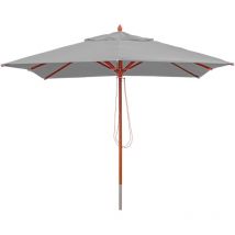 Ombrellone parasole quadrato HHG-525 legno alluminio tessuto 300g/m² 3x3m grigio chiaro