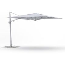 Ombrellone Retrattile 3x4 M Decentrato In Alluminio Bianco Con Inclinazione Multi-posizione E Rotazione 360°