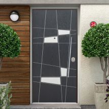 Blindofacile - Porta Blindata Traps Grigia con Pannello in Vetroresina e Inserti Argento