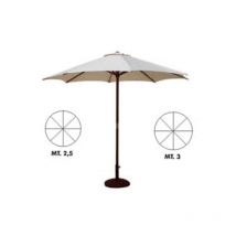 Ombrellone tondo in legno 'gold' - ø cm.250 palo ø mm.48 a 8 stecche color naturale 1 pezzi Vette