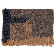 Omeldo - plaid - 130x170 cm - en coton - orange / bleu