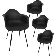Altobuy - omer - Lot de 4 Chaises Coque Accoudoirs Noires Piètement Métal