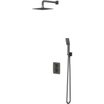 Omnires Parma - Brauseset mit Unterputz-Thermostat, mit Einbaukörper, 20x20 cm, 3 Strahlarten, Graphit SYSPM11GR