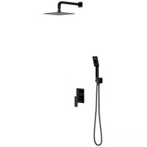 OMNIRES Parma - Brauseset mit Unterputzarmatur, mit Einbaukörper, 20x20 cm, 3 Strahlarten, schwarz matt SYSPM10BL