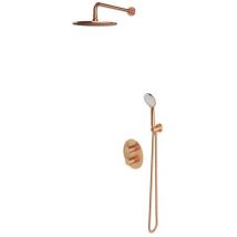Y - Duschset Mit Unterputz-thermostat, Mit Einbaukörper, Durchmesser 25 Cm, 5 Strahlarten, Kupfer Gebürstet Sysyt05cpb - Omnires