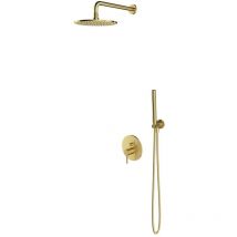 OMNIRES Y - Duschset mit Unterputzarmatur, mit Einbaukörper, Durchmesser 25 cm, Messing gebürstet SYSY35BSB