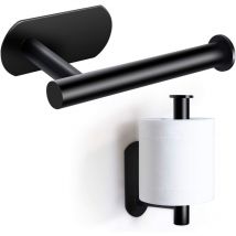 Porte Papier Toilette, Support Premium sans Perçage, Porte Rouleau Papier Toilette Mural en Acier Inoxydable pour Cuisine et Salle de Bain, Noir