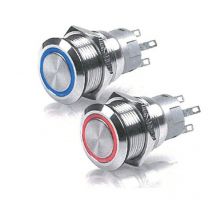 Interrupteur inox étanche 7A rouge -