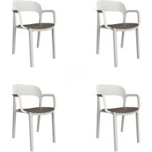 garbar ONA Set 4 Silla Con Brazos Interior, Exterior Blanco - Chocolate