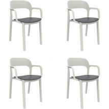 Ona Set 4 Silla Con Brazos Interior, Exterior Blanco - Gris Oscuro - Garbar
