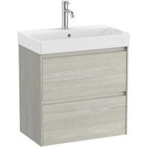 Pack Unik meuble bas compact en chêne avec 2 tiroirs + lavabo ona Roca