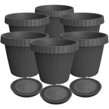 Frankystar - Onda - Juego de 6 macetas con platillo, color antracita