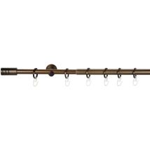 Ondeco Gardinenstange Ausziehbar 1-lauf, Vorhangstange Fenster Wandmontage, Endstück Rille Komplettgarnitur Teleskopstange 16/19 Mm Mit Ringen - 