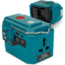 Onduleur 200 w pour batterie Makita 18 v, centrale électrique portable dc 18 v vers ac 110-120 v avec 1 port usb, 1 port usb-c, lumière led 280 lm