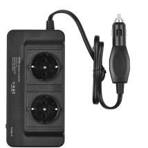 Onduleur de chargeur de voiture portable 200W, 12v dc à 220v ac, convertisseur de puissance, prise noire, norme européenne