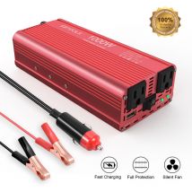 Jeffergarden - Onduleur de Voiture, onduleur 1000W/2000W 12V dc à 110V ac Onduleur de Voiture avec 2 Sorties ac