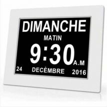 One Piece 7 Inch Digital Calendar Clock with Date and Time, Alzheimer's Clock for Parents, Medication Reminder for Grandparents and Kids - White
