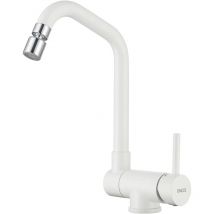 Onece - Grifo Cocina Blanco Abatible con 2 Modos, Grifo Plegable para Fregadero con Rociador de Caño Giratorio, Mezclador para Ventana Frontal