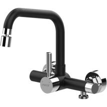 Onece - Grifo Cocina de Pared con 2 Modos, con Interfaz de Lavavajillas 3/4', Mezclador Cocina con Rociador de Caño Giratorio, Grifos Monomando