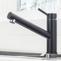 Onece - Wasserhahn Küche Schwarz mit ausziehbar, Spültischarmatur aus Edelstahl SUS304, Küchenarmatur Hochdruck mit 150° drehbar, Mischbatterie für