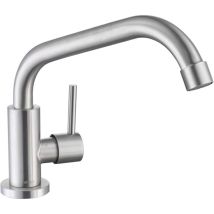 Robinet De Cuisine Eau Froide Uniquement, Mitigeur Evier Brossé Anti-empreinte, Robinettrie Pivotant À 360° En Acier Inoxydable, Aérateur Démontable -