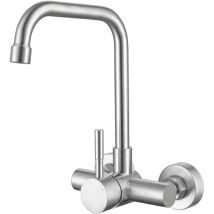 Robinet De Cuisine Mural, Distance Des Trous D'Eau Chaude Et Froide 110mm, Mitigeur Mural Rotatif À 180°, Aérateur Démontable, Mitigeur Cuisine 