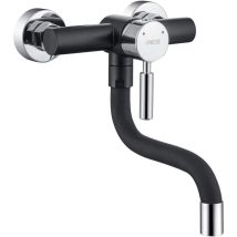 Onece Robinet De Cuisine Mural Noir, Mitigeur Evier Pivotant À 360°, Mitigeur Encastré Monocommande En Acier Inoxydable 304, Robinet D'Évier Equipé De