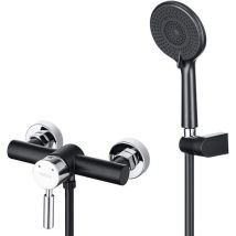 Rubinetto Doccia A Parete In Ottone Nero, Miscelatore Doccia Con Doccetta A 3 Modalità Φ12 Cm, Set Rubinetto Doccia A Temperatura Regolabile Per Bagno