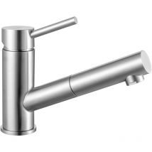 Onece - Küchenarmatur ausziehbar Spültischarmatur aus Edelstahl gebürstet, 150° drehbar Wasserhahn Küche Mischbatterie Einhebelmischer Hochdruck