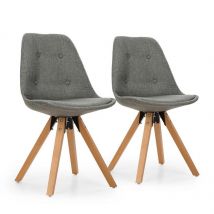 Oneconcept - Iseo Set de 2 chaises à coque rembourrée bois de bouleau - gris