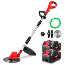 Onevan - 25 cm Akku-Rasentrimmer, faltbar, LED-Digitalanzeige, Rasentrimmer mit 2 Akkus und 6-teiligem Mähzubehör