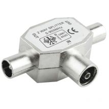 ONLEX Metall-T-förmiger Trennstecker Antenne 1M-2H – Antennenverteiler für 2 Fernseher – Hohe Signalqualität – Kompaktes Design