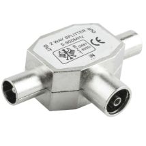 Alfa Dyser T-förmiger Trennstecker für Antenne 2 Fernseher an 1 Buchse Hohe Leitfähigkeit Einfache Installation Metallisch