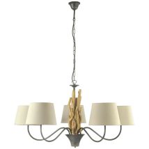 Onli Lighting - Onli agar Grand lustre à bras multiples avec abat-jour, bois naturel