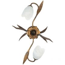 Sonia Flower Design Plafonnier semi-encastré à bras multiples, abat-jour en verre, 2x E14 - Onli