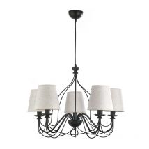 lampadario a 5 luci "loris" nero e sabbia, e14