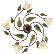 Onli - miranda Plafonnier semi-encastré à bras multiples, or antique, abat-jour en verre