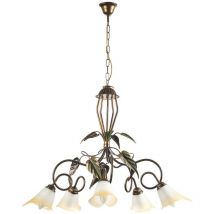 Onli Lighting - Onli miranda Plafonnier suspendu à bras multiples, or antique, abat-jour en verre