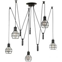 Onli SPIDER Plafonnier suspendu Spider 5 Light Wire Shade Cluster, noir