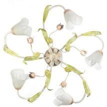 Onli Lighting - Onli Wilma 5 Light Flower Multi Arm Semi Flush Ceiling Lamp, Glass Shades