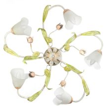 Onli Lighting - Onli wilma Plafonnier semi-affleurant à 5 bras multiples Flower Flower, abat-jour en verre