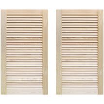 Confezione 2 Persiane in Legno da Esterno in Pino Naturale Massello - 600 x 900 mm - Onlywood