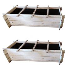 Confezione 2 Pezzi Orti Rialzati 4 Scomparti in Legno Trattato 120 x 40 x 27 cm - Onlywood