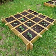 Orto Rialzato 16 Scomparti in Legno Trattato 120 x 120 x 18 cm - Onlywood