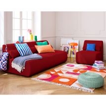 Lisa Design - Onyx - canapé droit 3 places - en tissu mailles 3d - rouge