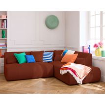 Onyx - canapé modulable d'angle droit 5 places - en tissu mailles 3d - terracotta