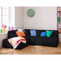 Onyx - canapé modulable d'angle gauche - 5 places - en tissu mailles 3d - noir