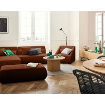 Onyx - canapé modulable d'angle gauche - 5 places - en velours côtelé - terracotta