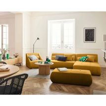 Onyx - canapé modulable d'angle réversible 4 places - en velours côtelé - jaune