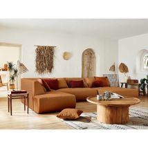 Lisa Design - Onyx - canapé modulable panoramique d'angle gauche 7 places - en tissu - rouille
